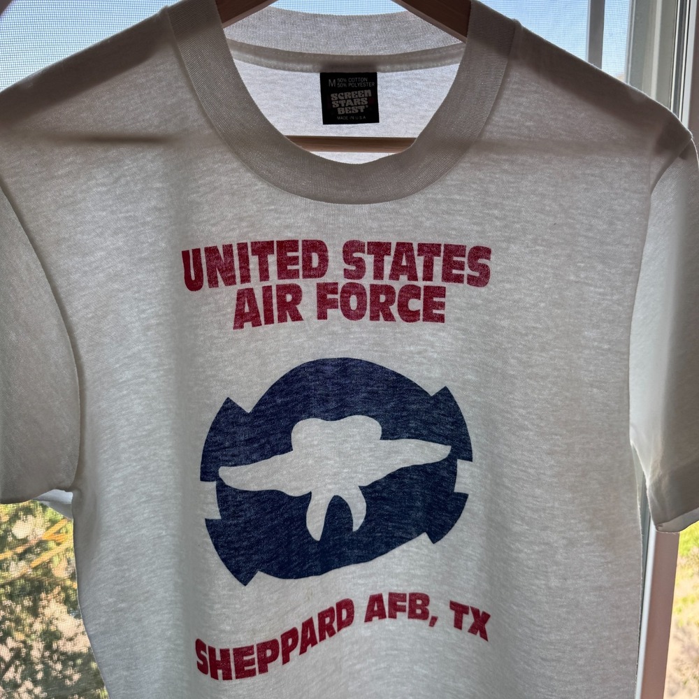 Vintage Screen Stars Air Force T Shirt Mens M Sheppard AFB Texas USA Paper Thin